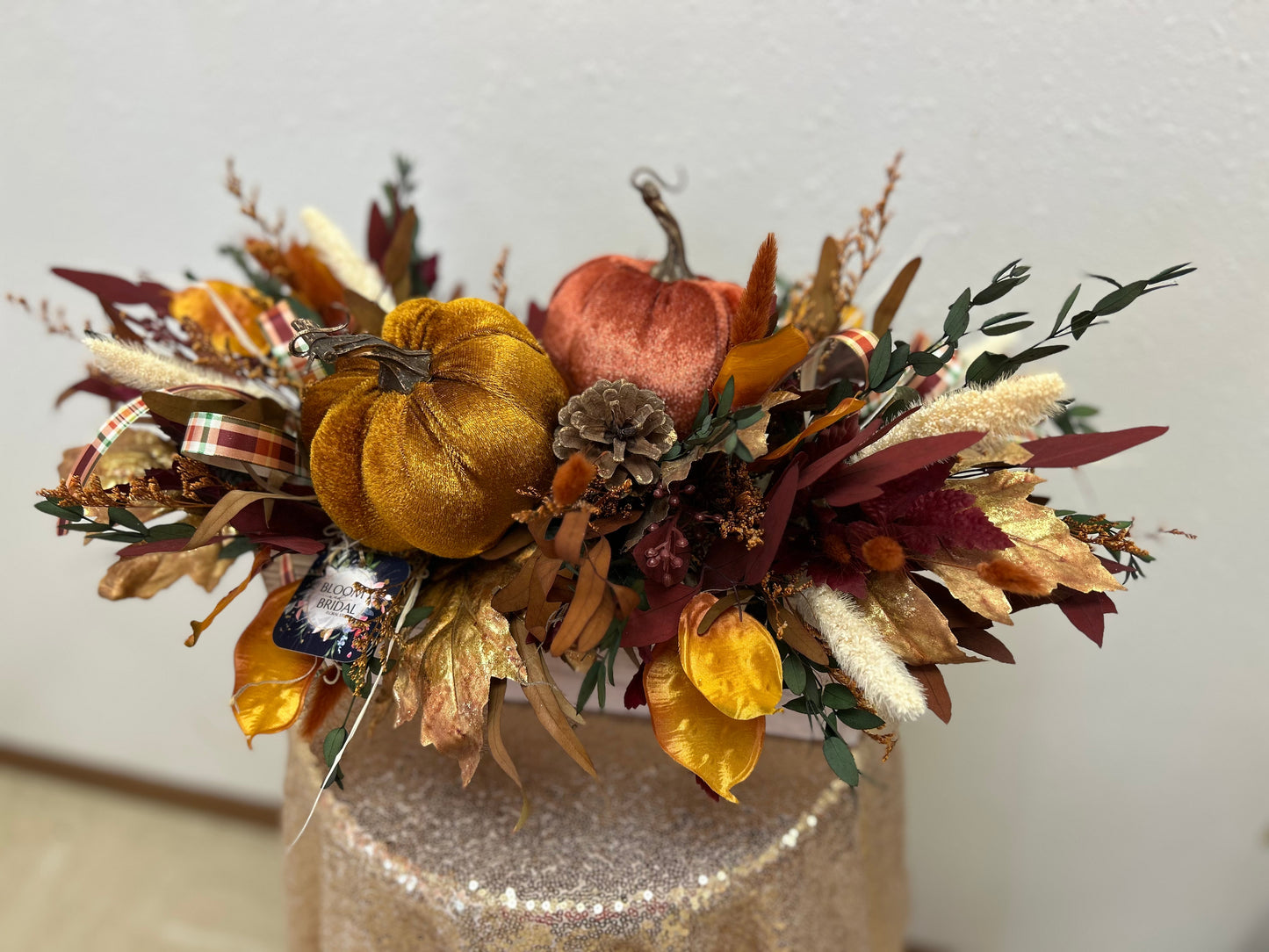 Gold & Terra Cotta Pumpkin Centerpiece