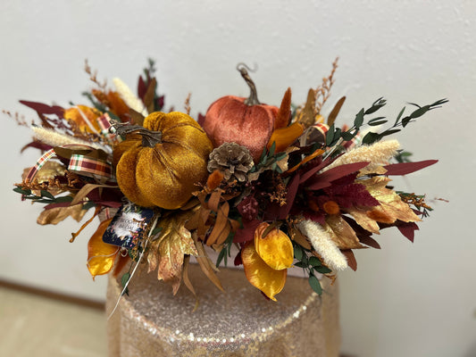 Gold & Terra Cotta Pumpkin Centerpiece