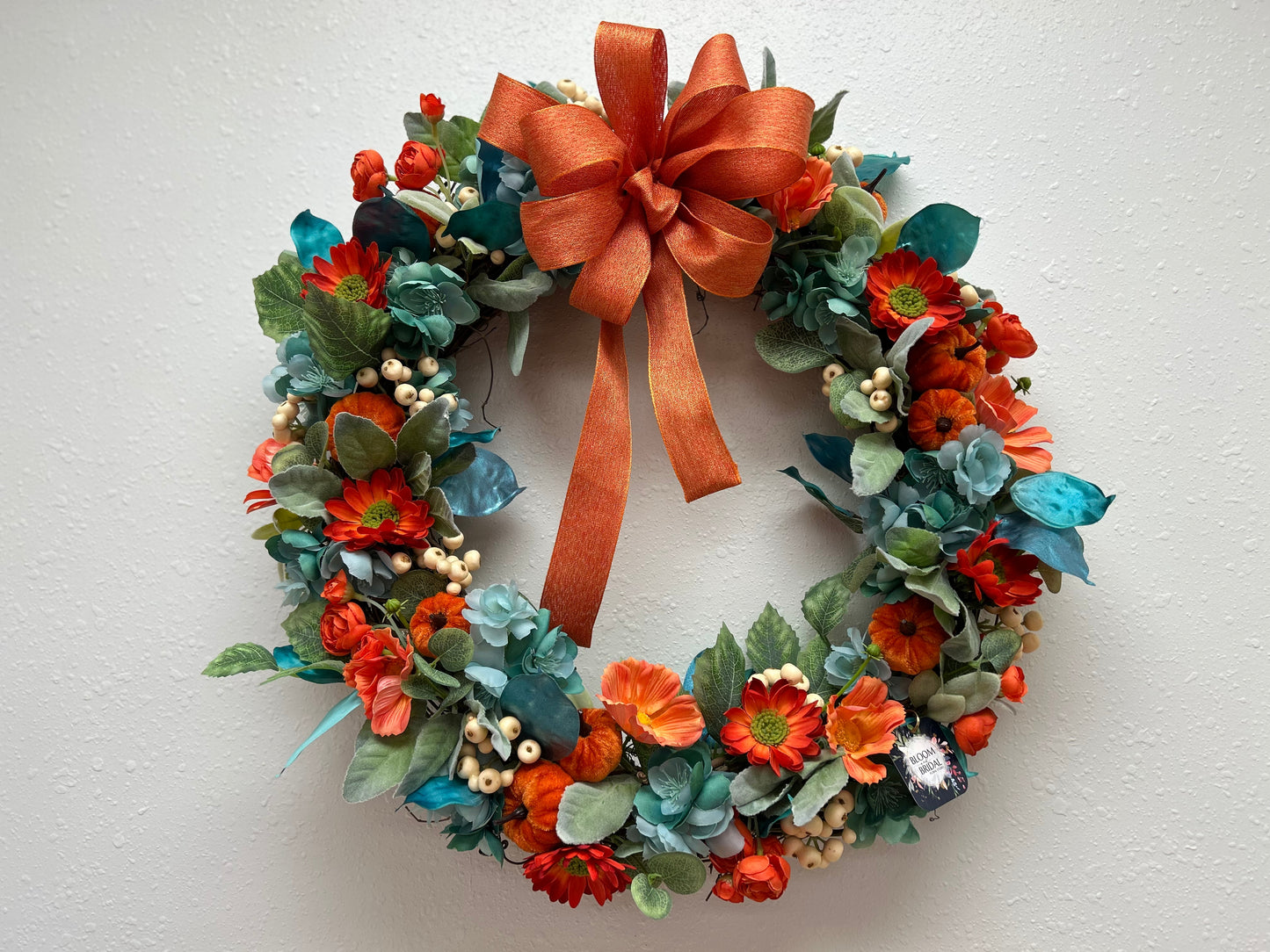 Teal & Orange Fall Wreath