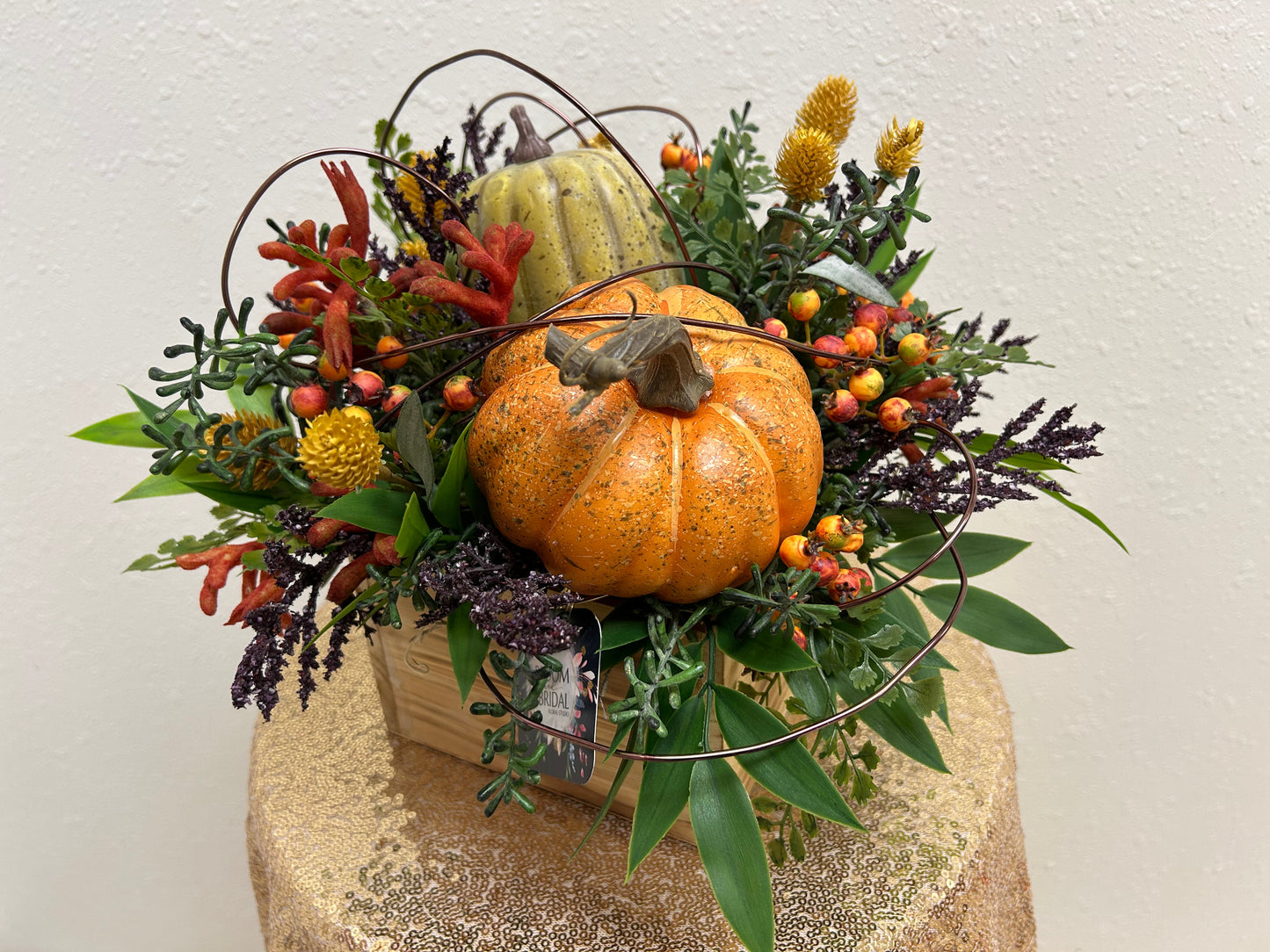 Barnwood Pumpkin Box Arrangement